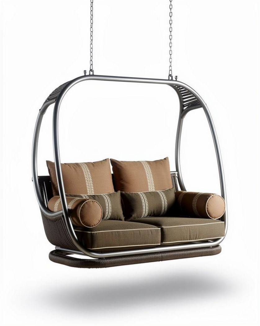 Balançoire suspendue pour extérieur en métal et tissu - 150 x 100 x 100cm