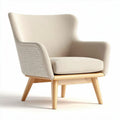 fauteuil en rotin pour salon avec coussin en tissu - 80 x 80 x 90cm
