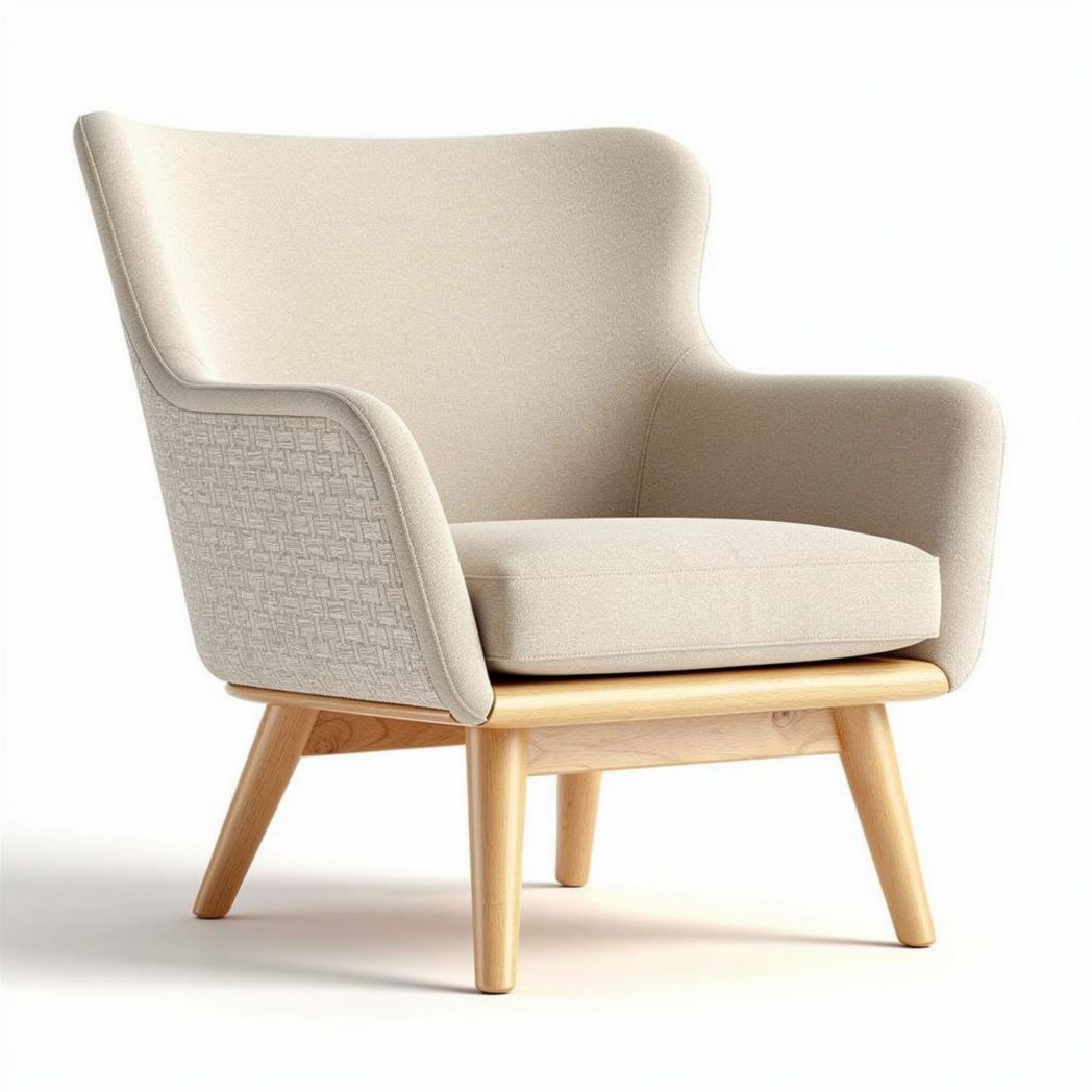 fauteuil en rotin pour salon avec coussin en tissu - 80 x 80 x 90cm