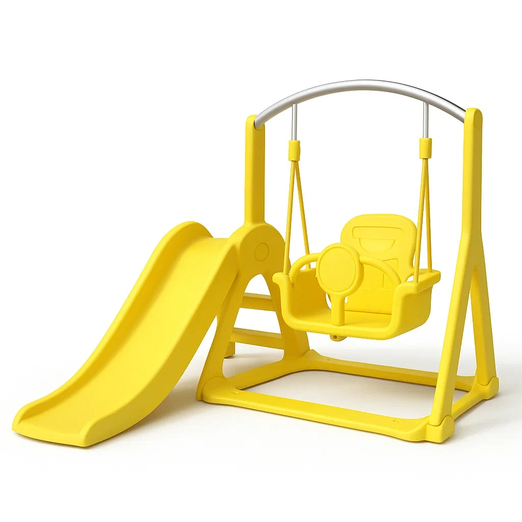 Équipements de jeux pour enfants toboggan et balançoire en plastique jaune pour enfants(Jaune)