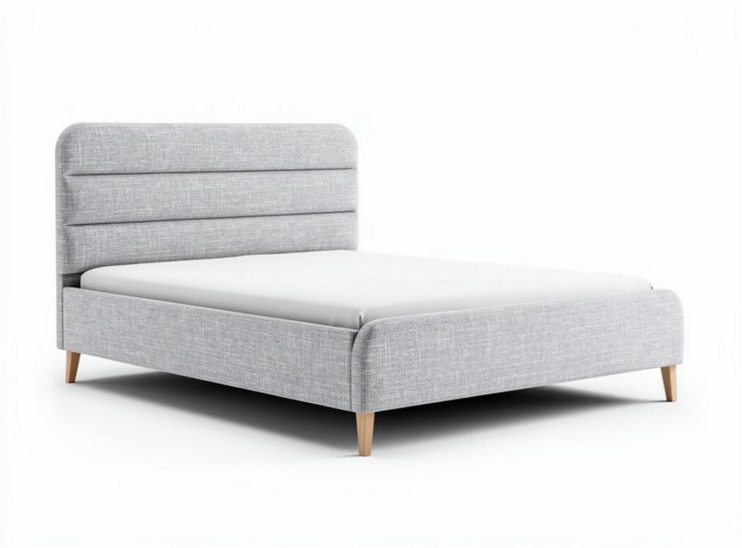 Lit double en tissu pour chambre - 200 x 160 x 90cm