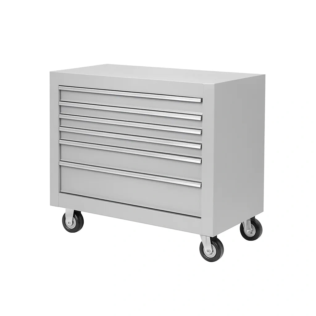 Chariot à outils en acier avec 6 tiroirs, 100x60x85 cm gris(Gris)