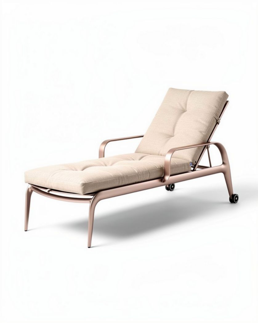 Chaise longue d'extérieur en aluminium anodisé pour détente - 200 x 75 x 40cm