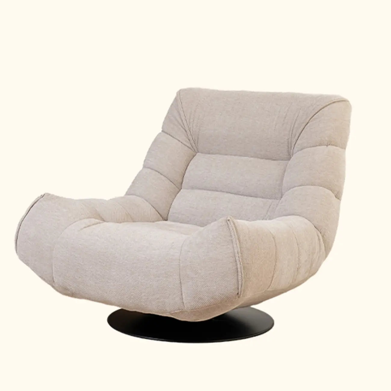 Yellow Trufted Chenille Fabric Swivel Accent Chair(Cream Gray/Chenille)