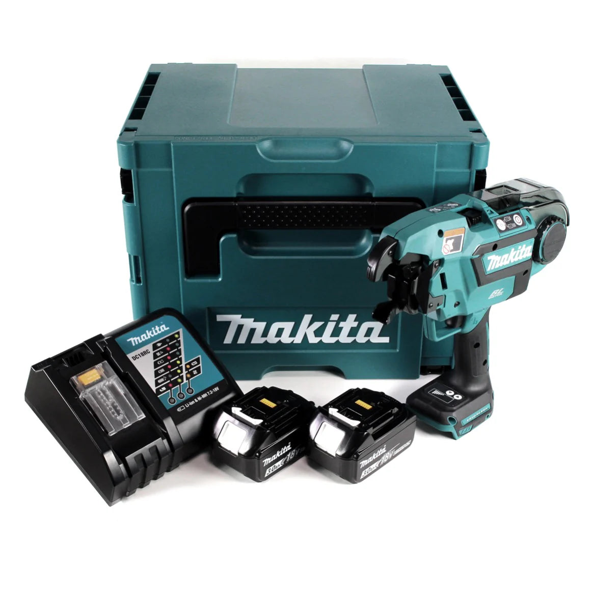 Makita DTR 180 RFJ Connecteur d'armature sans fil 18V Brushless pour fil d'armature 0,8mm dans Makpac + 2x 3,0Ah batterie + chargeur(défaut)