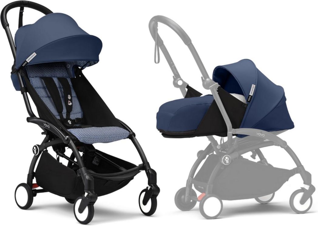 Poussette Stokke YOYO3 avec pack nouveau-né et pack couleur 6+ - Comprend un cadre noir, un pack couleur YOYO 6+ (gingembre) et un pack nouveau-né 0+ (gingembre)(Black)
