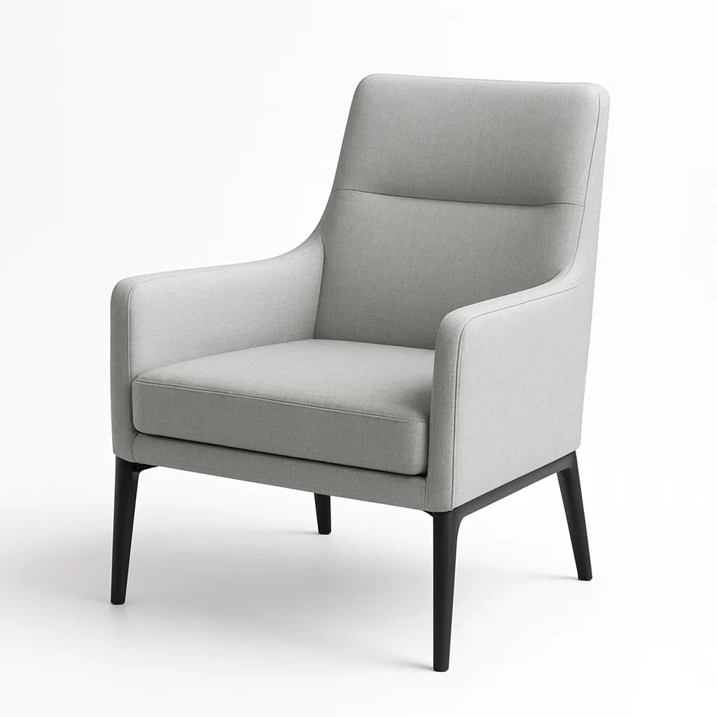Fauteuil en tissu polyester gris pieds métal(Gris)
