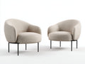 Fauteuil 82x78x78 cm - tissu beige - design moderne(Beige)