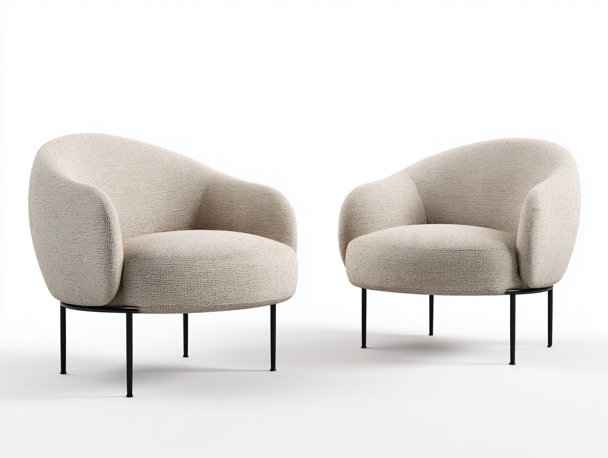 Fauteuil 82x78x78 cm - tissu beige - design moderne(Beige)