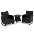 Ensemble de mobilier de jardin en résine tressée noire avec fauteuils à bascule(Noir)