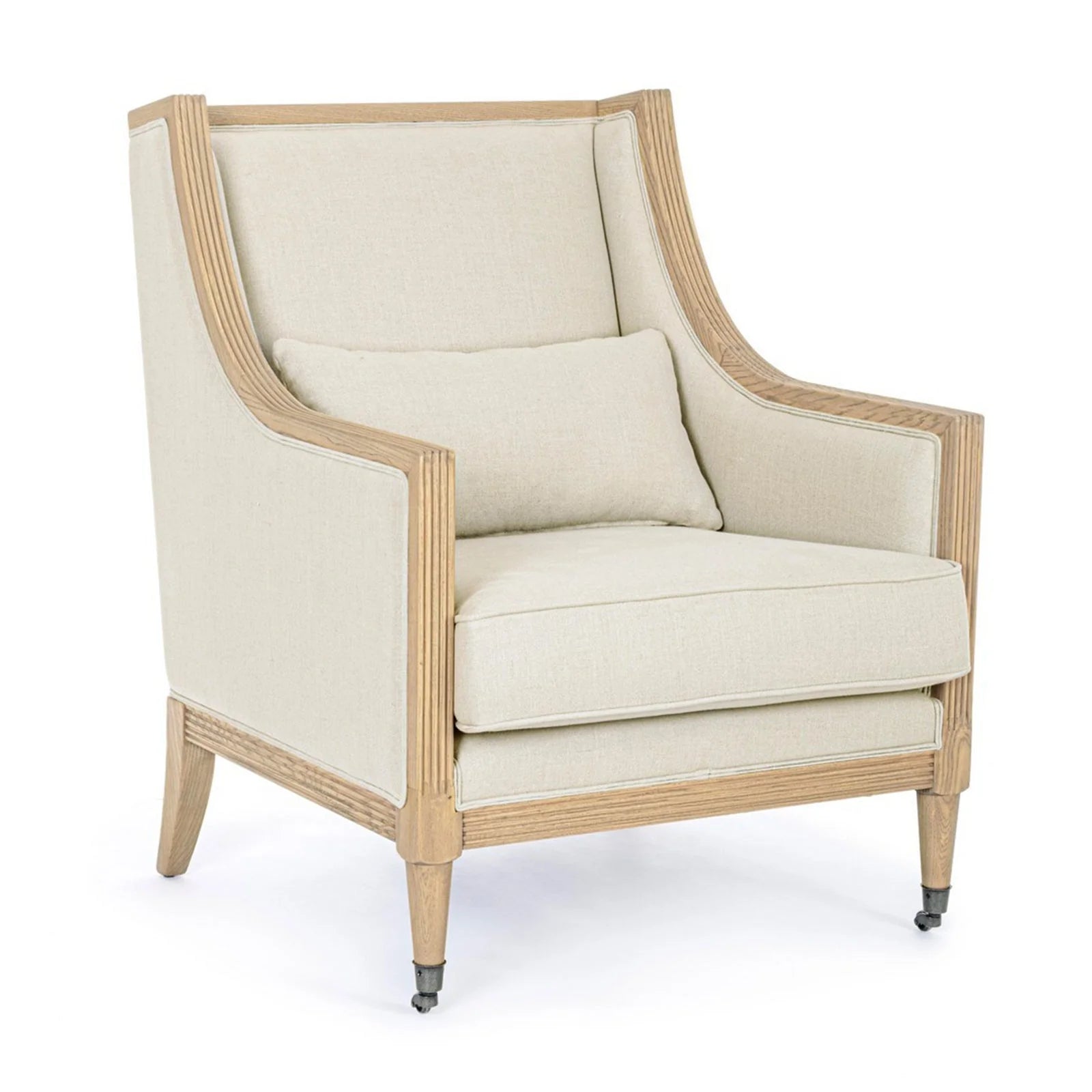 Fauteuil Marlin pour intérieur, structure en bois de frêne, revêtement 100% lin, 75,5 x 88 x 98,5h cm(Marlin)