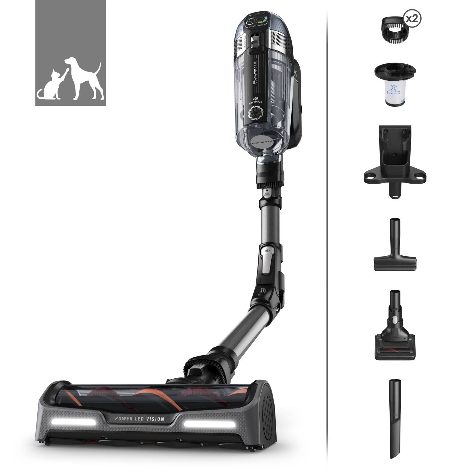 Aspirateur balai Rowenta X force Flex 14.60 Kit Animal RH99A9WO(Noir/Gris)