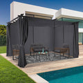 idmarket Pergola édition limitée toit rétractable 3x4 M et 4 rideaux(Gris)