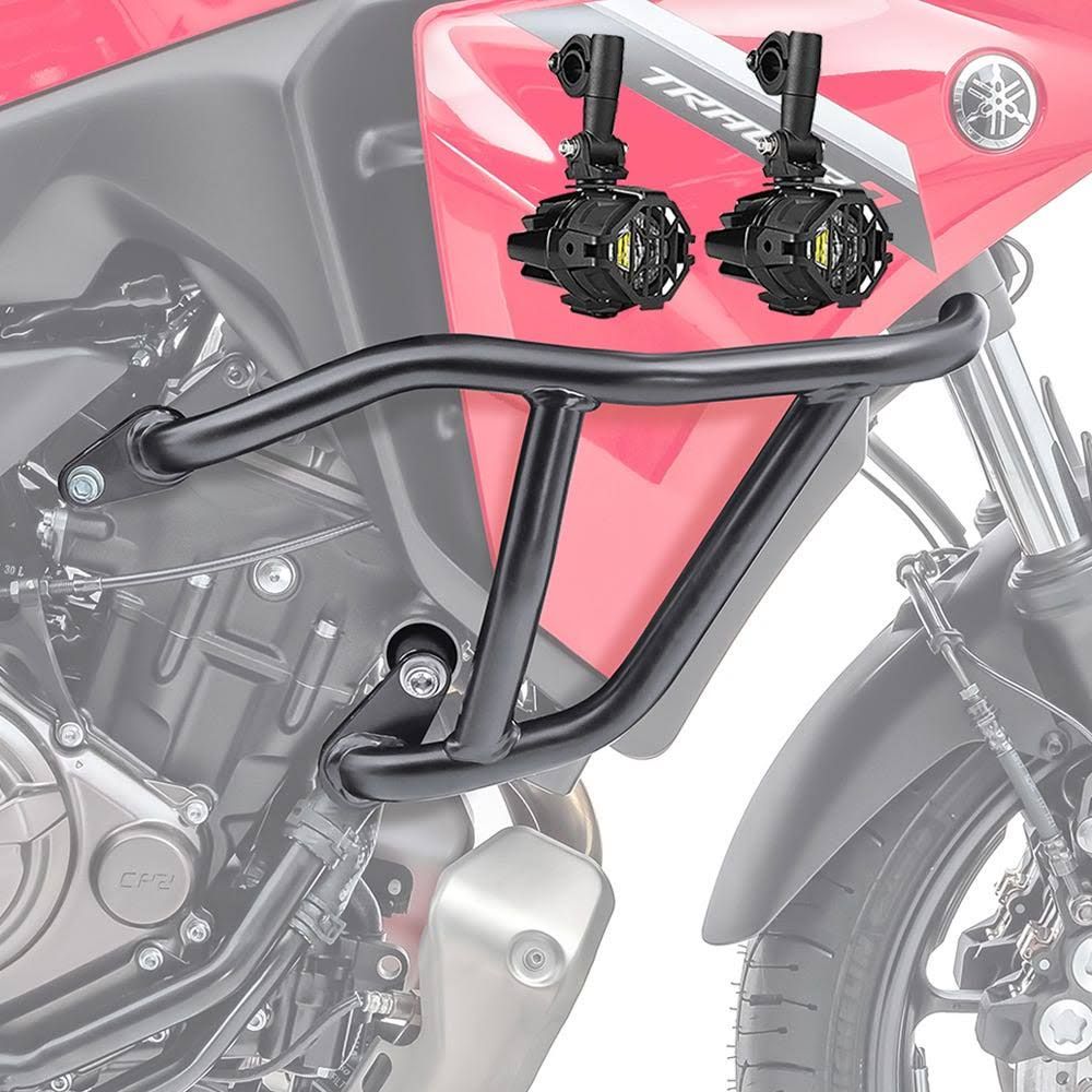 Set Pare carter + Phare Additionnel adapté a Yamaha Tracer 7 / GT 21-24 Feux de brouillard Motoguard MK14 noir(Noir)