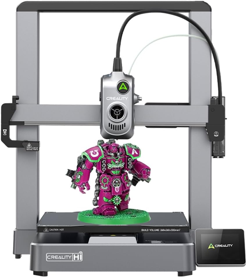 Imprimante 3D Creality Hi (A), supportant l'impression Multi-Couleurs Needs CFS, 500mm/s Vitesse maximale 95 pour cent Pré-Assemblage, Moteur XY Step-Servo et Mise à Niveau Automatique, 10.24x10.24x11.81(Gris)