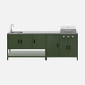 sweeek Cuisine d'extérieure 2 modules avec barbecue gaz 3 brûleurs sur pieds(Vert/Gris)