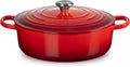 LE CREUSET Cocotte Ronde Basse en Fonte émaillée Signature, 30 cm, 6,2 L, Cerise, 21179300602430(Rouge)