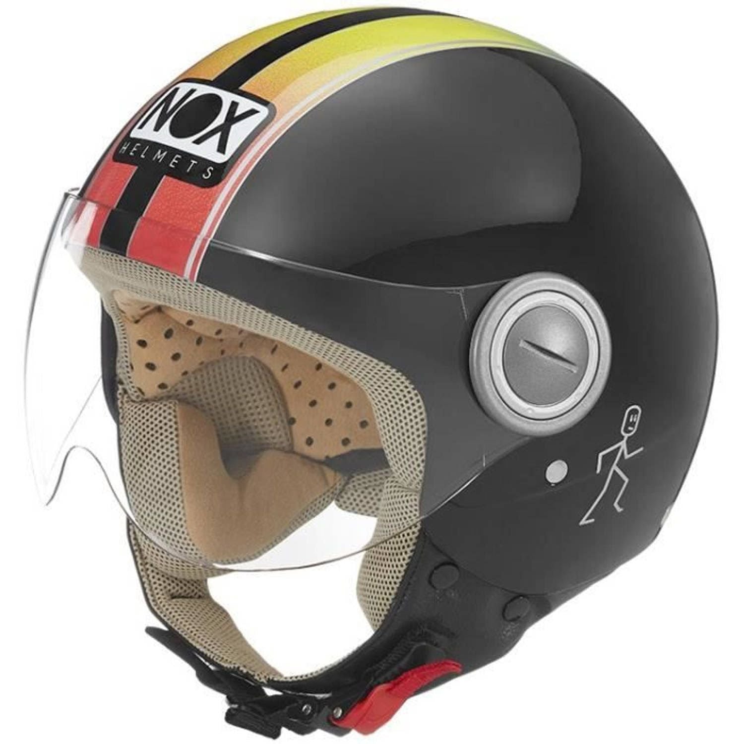 Casque jet Nox N210(Noir/Jaune/Rouge)