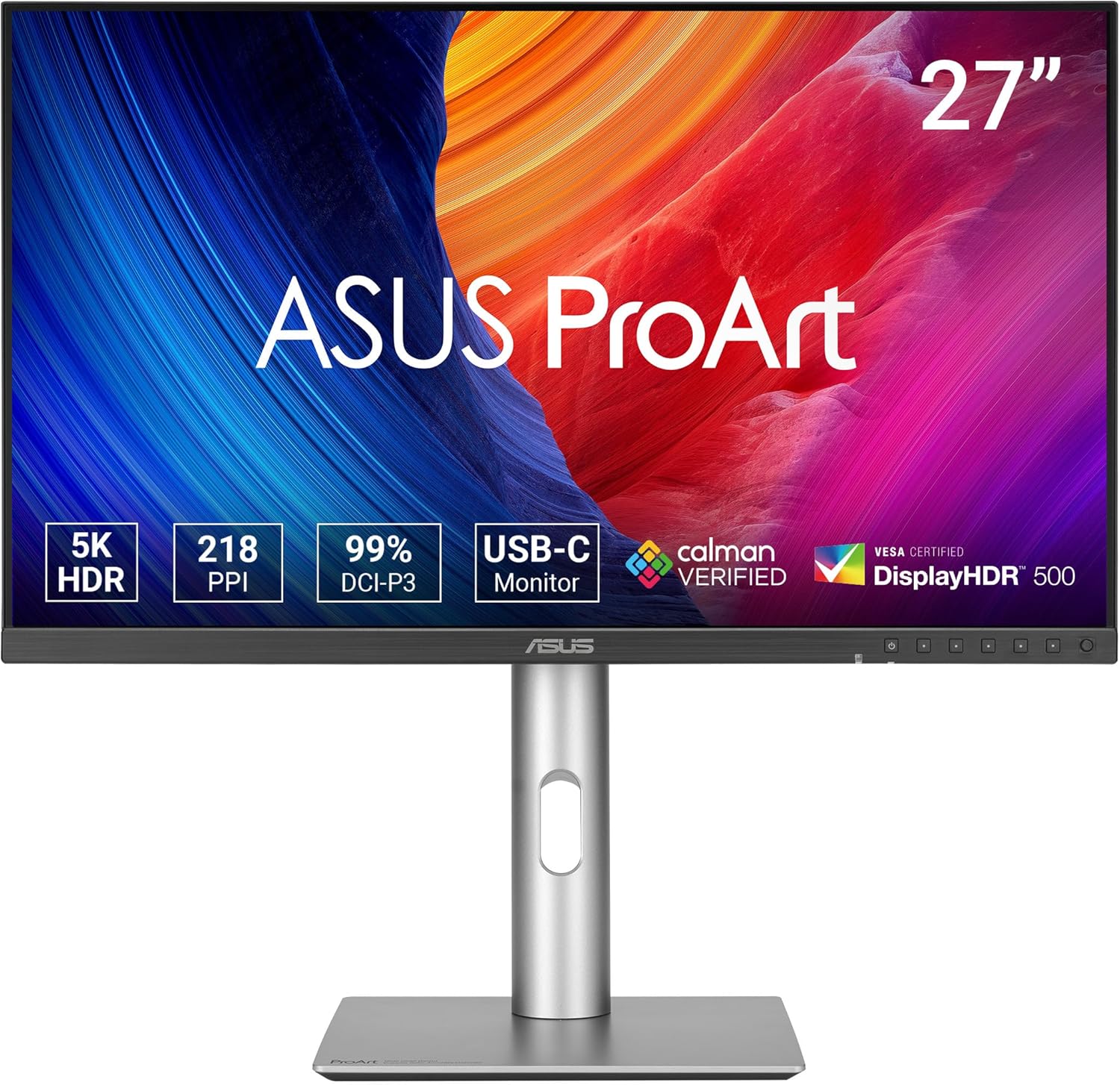 ASUS Moniteur Professionnel ASUS ProArt Display 5K PA27JCV 27 Pouces, IPS, 5K(5120 x 2880), 99 purcent DCI-P3, LuxPixel AGLR,Calman Verified,USB-C PD 96 W, HDR 500,KVM,Ergonomique(Gris)
