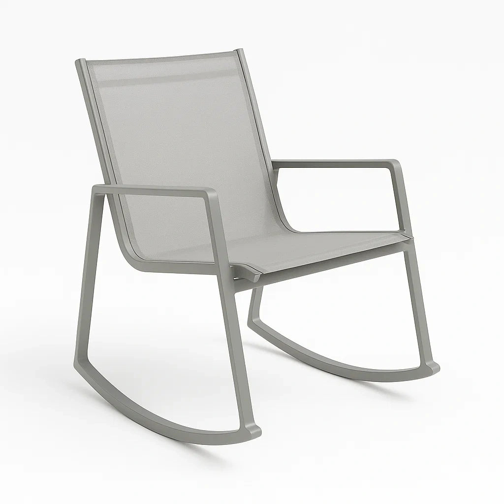 Fauteuil à bascule en aluminium gris et tissu mesh(Gris)