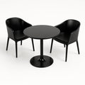 Ensemble de mobilier de jardin avec table ronde et chaises en plastique noir(Noir)