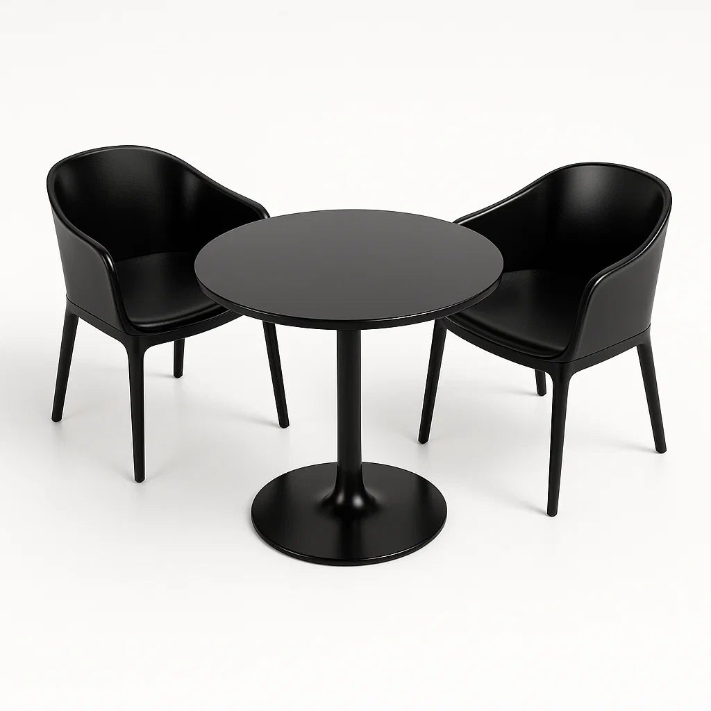 Ensemble de mobilier de jardin avec table ronde et chaises en plastique noir(Noir)