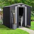 idmarket Abri de jardin gris en acier galvanisé(Noir/Gris)