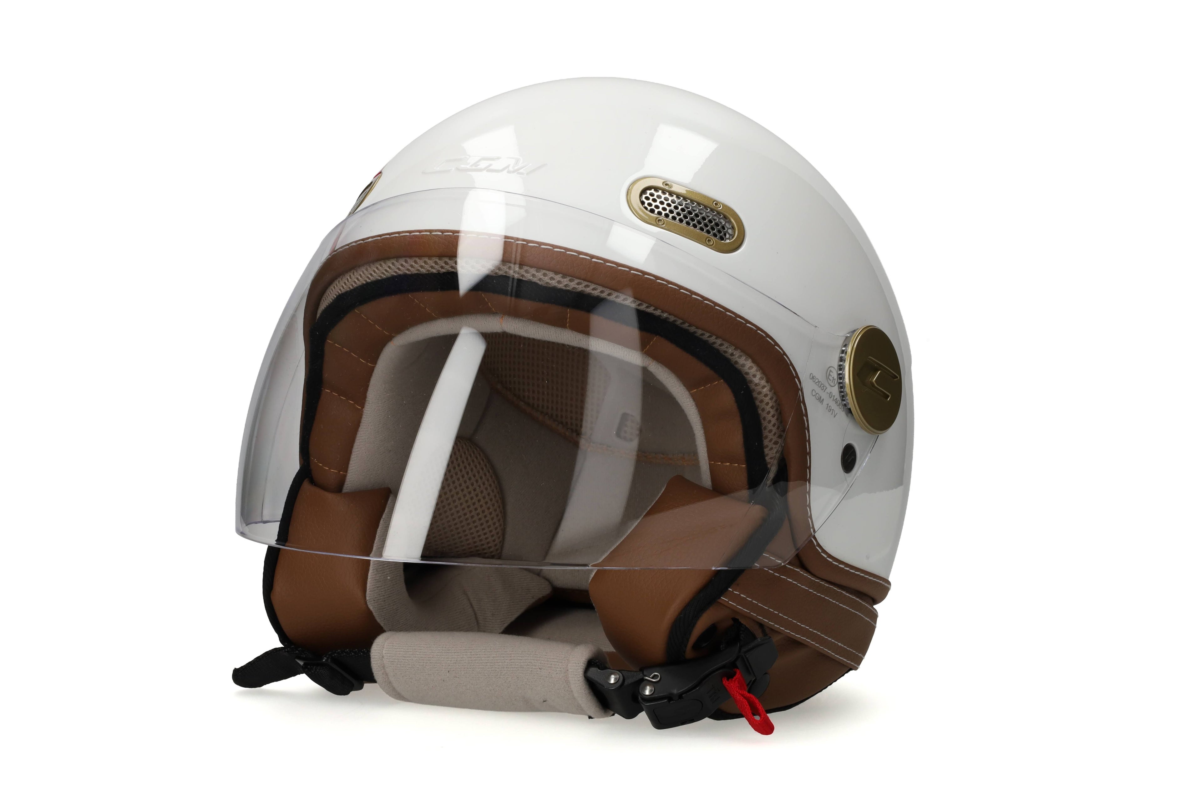 CGM Casque Jet 191i PIX IT long Screen(Blanc/Marron)