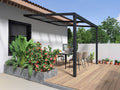vente-unique Pergola Adossée en aluminium avec toit coulissant(Noir/Gris/Bois)